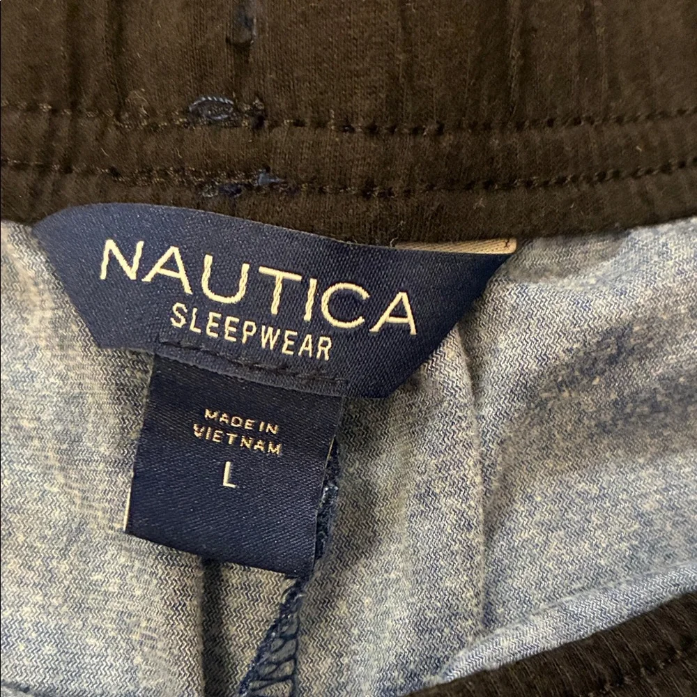 Nautica Men's Navy and Black Plaid Lounge Pants. Size Large
